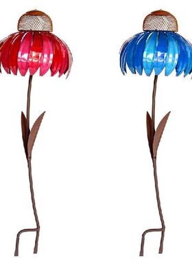 Steel Coneflower Standing Bird Feeder Outside Rust