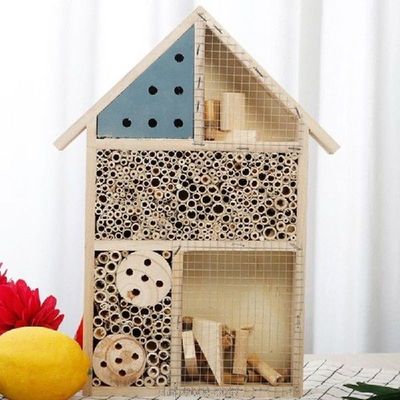 Natural Wooden Insect House Hotel Bee House Hive Habitat