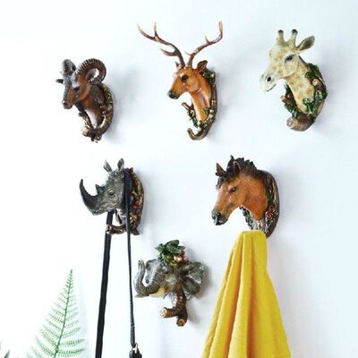 Creative Retro animal head decoration hooks bathroom cloak