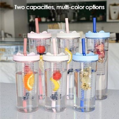 800ML Large Capacity Straw Cup Transparent No Leakage Water