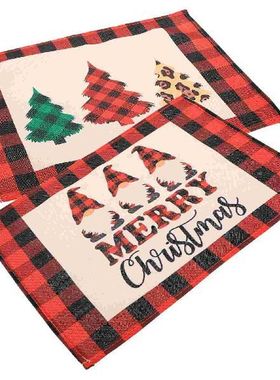 2pcs Christmas Placemats Dwarf Pattern Lattice Place Mats