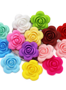 BOBO.BOX 10pcs Rose Silicone Beads Baby Teether Accessories
