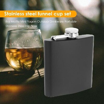 8oz Stainless Steel Flagon Matte Mini Hip Flask Leak-proof