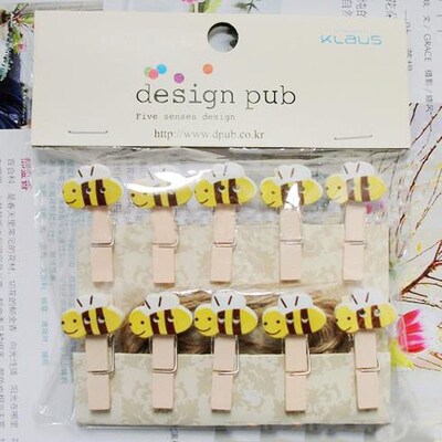 10 Pcs/set Cute DIY Insect Bee Wooden Paper Message Photo W