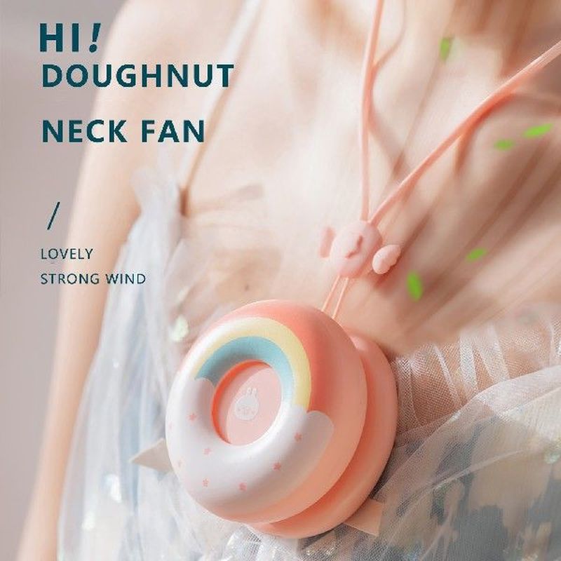 Mini Portable Hanging Neck Fan Donut Shape Desk   Handheld