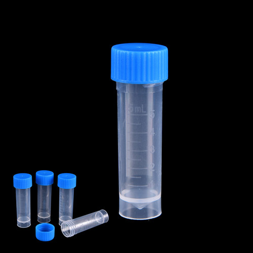 20pcs x 5ml Chemistry Plastic Test Tubes Vials Seal Caps