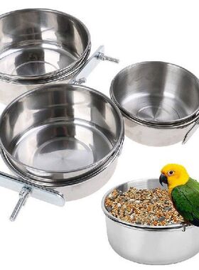 Bird Feeding Dish Cup Stainless Steel Pet Parrot Food Water