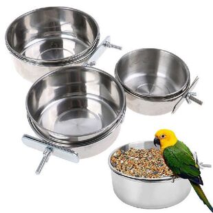 Bird Feeding Dish Cup Stainless Steel Pet Parrot Food Water