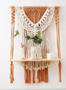 DIY Handmade Tassel Macrame Tapestry Wall Hanging Shelf