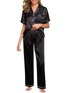 Womens Silk Satin Pajamas Pyjamas Set Sleepwear Pijama Pajam