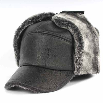 Men Earflap Winter Hat Thick Faux Fur Bomber Hat for Russian