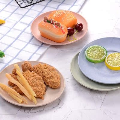 4PCS Wheat Straw Plates Dinner  Sets Lightweight Large
