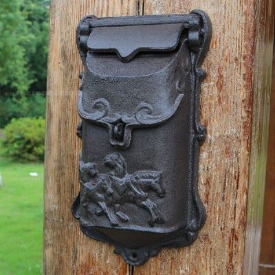 Vintage Cast Iron Wall Mounted Mailbox With Five Horses