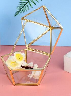 New Flip Top Jewelry Box Gift Box Five Sides Glass Flower