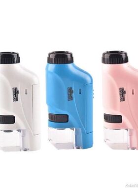 Lensa Pembesar Genggam 60X-120X Mikroskop Saku dengan Lampu