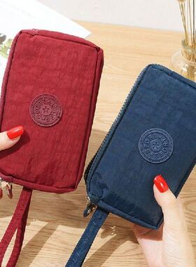 Portable Women Wallet Solid 3 Layer Canvas Coin Purse Card