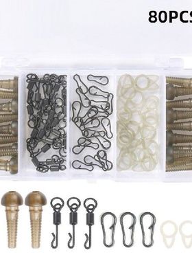 80pcs Fishing Swivels Snap High Speed Barrel Rolling Swivel