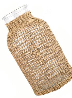 Vase Flower Glass Pot Vases Seagrass Plant Rattan Wicker