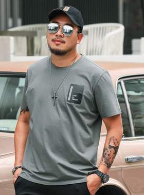 6xl男胖短袖t恤Printed men's large T-shirt fat loose