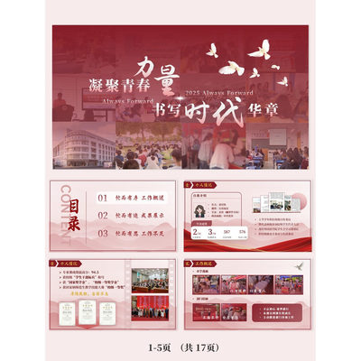 红色系学生会述职竞选PPT成品+汇报稿17页可自行编辑 · 中文PPT
