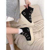 王夏天 小个子百搭运动休闲帆布鞋 复古高帮厚底小白鞋 女2025新款