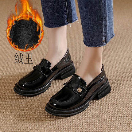 葡萄妈studiolee英伦风小金币单鞋粗跟软底厚底乐福皮鞋女秋