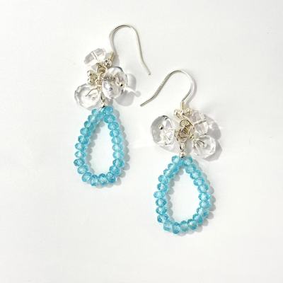 Zeroline天然蓝托帕白银纯银耳环