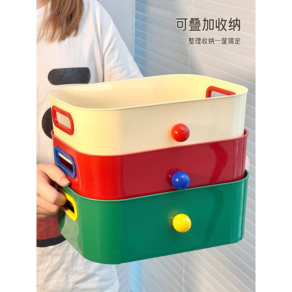 多巴胺收纳盒桌面可爱盒子零食筐亚克力文具化妆品杂物整理置物筐