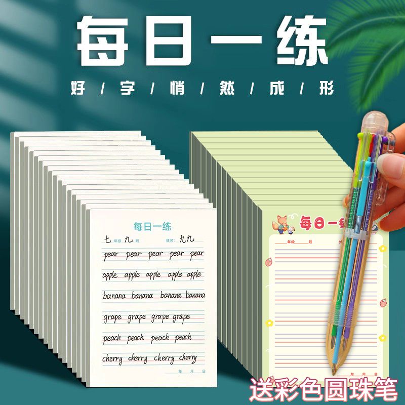 英语书法纸每日一练小学生练字单词默写纸英语作业书写纸