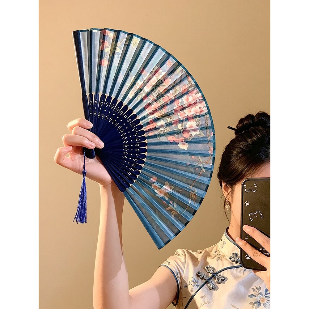 扇子古风折扇女夏天便携随身2026新款新中式竹扇旗袍汉服拍照道具