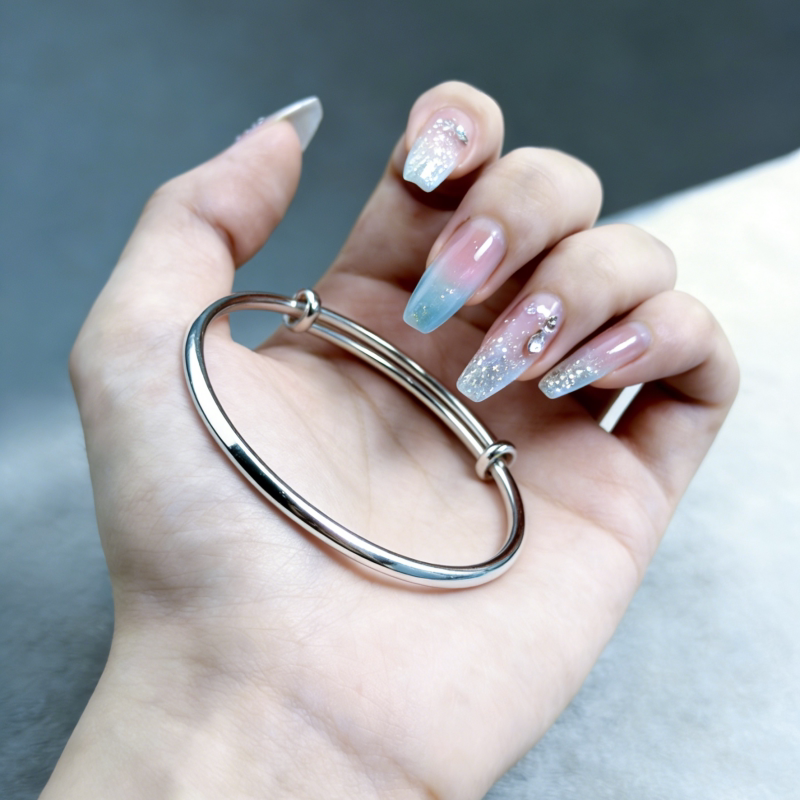 深圳六星纯银素圈手镯女款 999足银实心可调节小众精致百搭银手饰