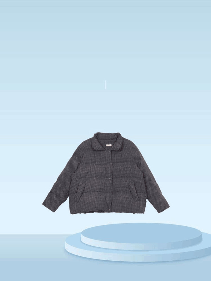 斯琴2024专柜正品格纹95%鸭绒立领羽绒服保暖短款外套BDDS017125