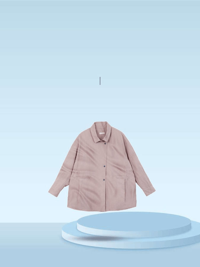 斯琴2024秋专柜正品藕荷色棉质翻领宽松外套中长款时尚BDQS035117