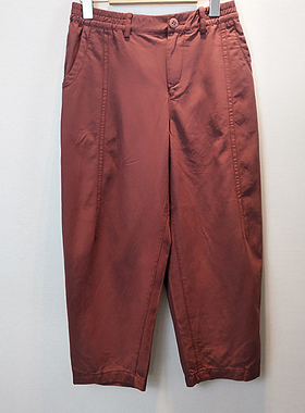 斯琴2022春季女松紧腰宽松休闲哈伦裤九分裤砖红 BBCK01435 988