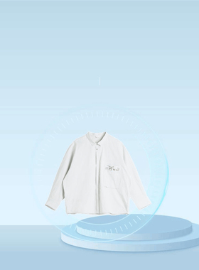 斯琴2024秋专柜正品浅兰纯棉翻领刺绣宽松衬衫廓形上衣BDQS01427