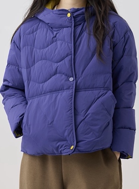 斯琴2025冬专柜正品紫色95%鸭绒连帽羽绒服保暖宽松短款BEDS01207