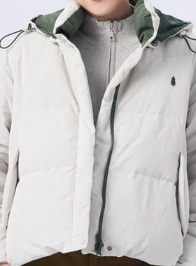 斯琴2023冬季新品女米白鹅绒连帽落肩拉链加厚羽绒服 BCDS01334