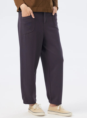 莫代尔秋专柜正品紫色莫代尔松紧腰宽松休闲裤卫裤长裤BDQK00207