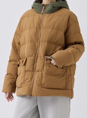 斯琴2025冬专柜正品撞色连帽拉链宽松厚棉服外套休闲BEDS00964