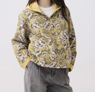 撞色印花连帽棉质棉服外套宽松女BEDS004150 斯琴2025秋冬专柜正品
