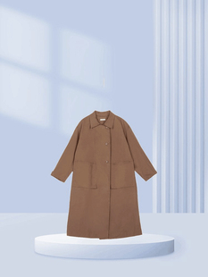 斯琴2024秋专柜正品新款土黄色纯棉长款风衣外套BDQS01521