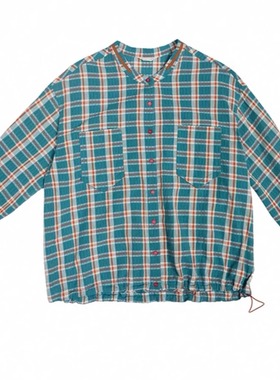 斯琴2025春专柜正品棉格子圆领单排扣衬衫衬衣上衣百搭BECS006109