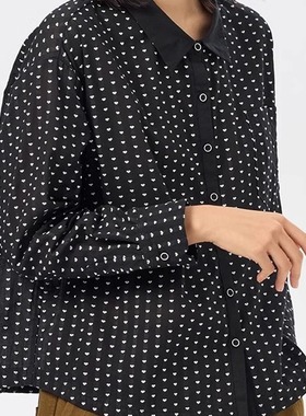 斯琴2024秋专柜正品纯棉提花翻领衬衫衬衣宽松上衣女BDQS02718