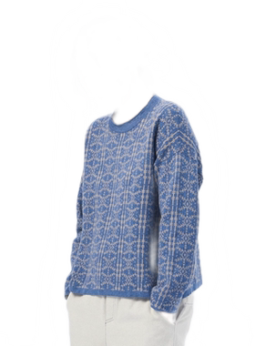 斯琴2024春专柜正品女花色棉麻混纺拼色提花针织衫早春BDCB013150