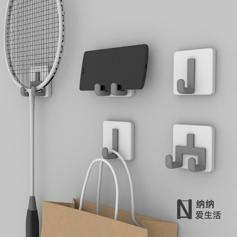挂钩羽毛球拍挂钩卫生间厨房承重无痕粘钩衣帽钩衣勾挂衣钩挂勾 - 纳纳爱生活旗舰店出品