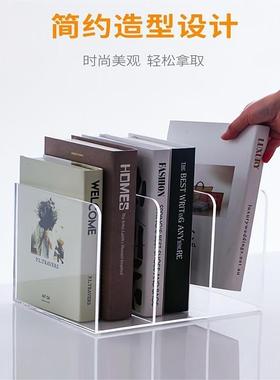 跨境货源亚克力收纳盒三格透明立式资料架三栏办公书桌资料夹定制