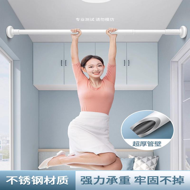 免打孔伸缩窗帘轨道侧装挂钩式静音安装免钉窗帘杆罗马杆滑轨扣环