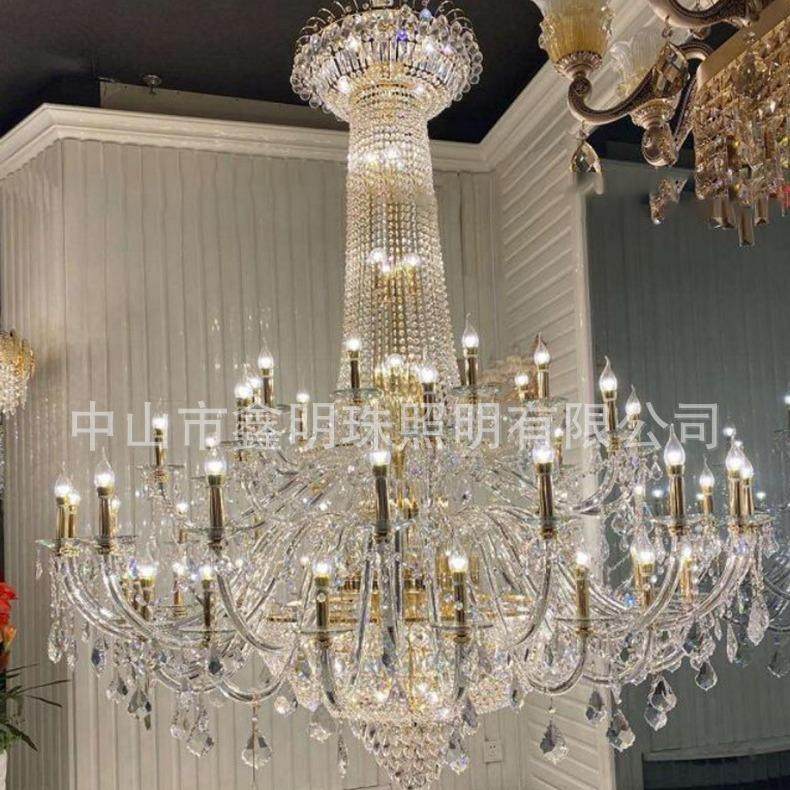 欧式水晶吊灯奢华别墅客厅酒店婚宴礼堂水晶灯铁艺婚庆轻奢风,家装灯饰光源,智能吊灯,淘宝优惠券,粉丝福利购,淘宝优惠卷
