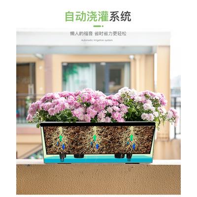 自吸水阳台栏杆花盆悬挂壁挂 烤漆立体塑料装饰水培方形花盆