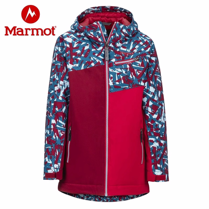 marmot土拨鼠户外运动新款冲锋衣夹棉滑雪服男童透气保暖滑雪衣